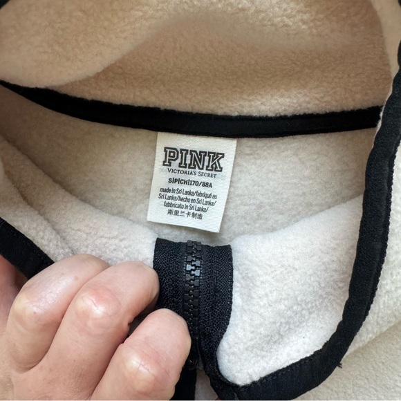 PINK Victoria's Secret Beige and Black Zip-Up Sweater - Picture 3 of 5